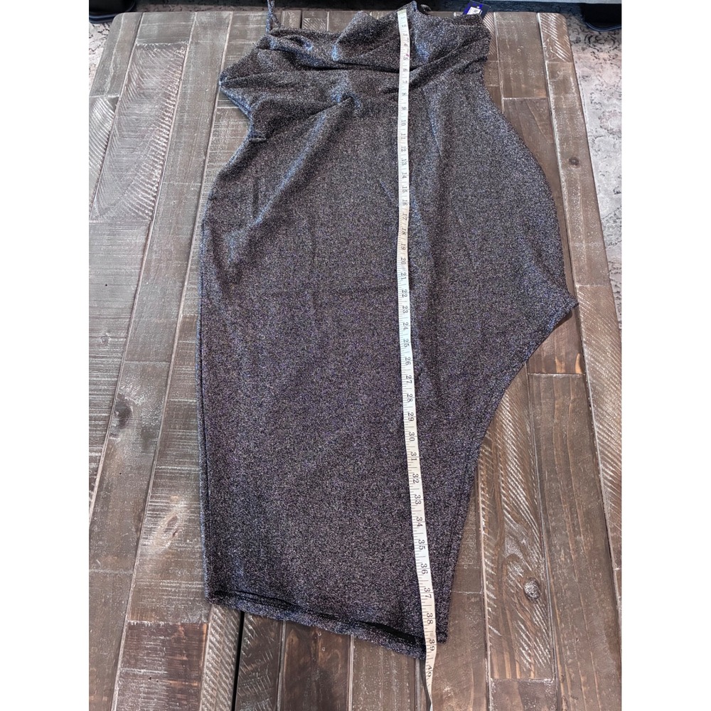 Madden NYC Black Sparkle Glitter‎ Spaghetti Strap Cowl Neck Midi Dress XL - Picture 8 of 9